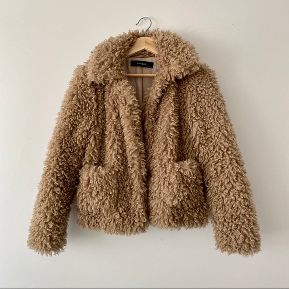 Zara Jackets & Coats Zara Basic Faux Fur Teddy Bear Jacket Size Xs
